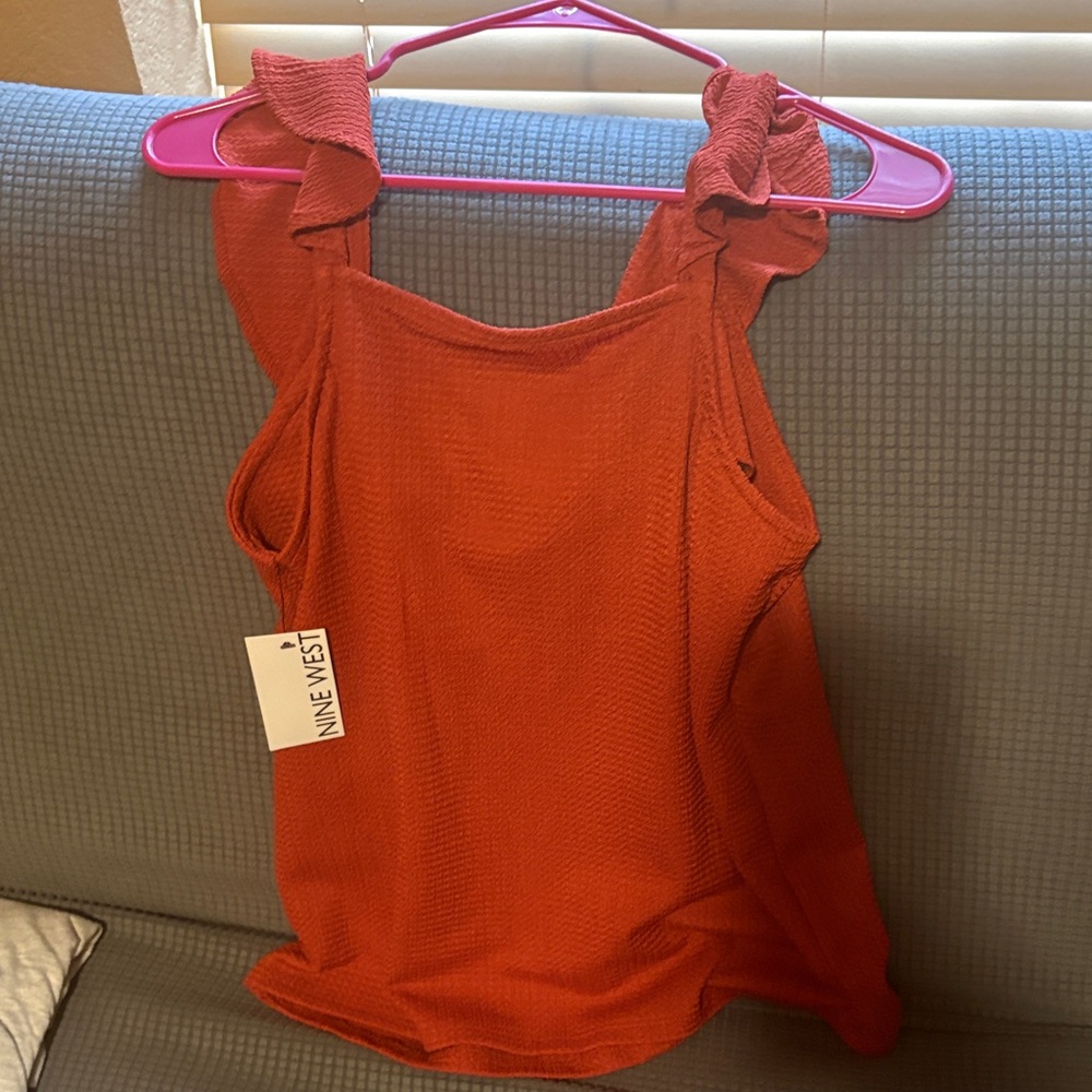 Nine West Red Ruffled Blouse - Picture 4 of 4